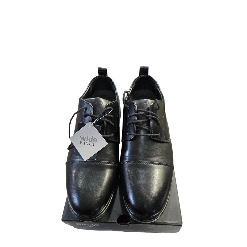 Deer Stags Mens Black Cap Toe Dress Shoes Supro Comfort Tech Wide Width Lace Up